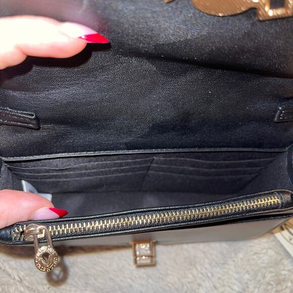 Valentino Orlandi Quilted Crossbody Bag Black Gold Chain New With Tags - Picture 8 of 9